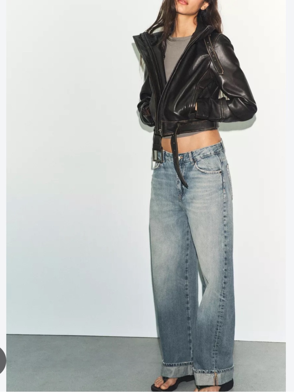 Zara 100% DISTRESSED LEATHER JACKET
